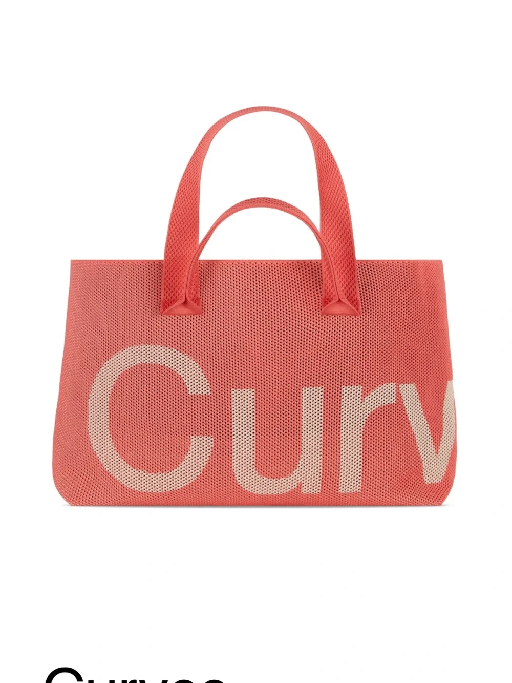 Coral Mesh Tote Bag with Contrast Lettering